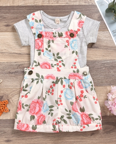 בגדי ילדים סרבל מודפס מכותנה טהורה סרוג חולצה בצבע אחיד קשת חליפת ילדים