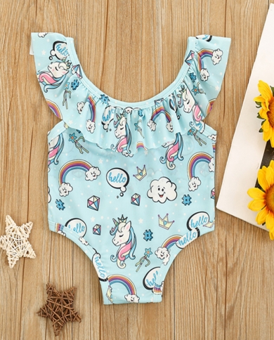 בגד ים הדפסת קשת מצוירת קיץ ללא שרוולים מקשה אחת