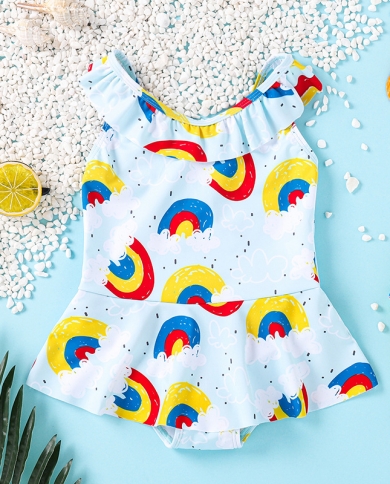 בגדי ים בנות קשת הדפסת בגד ים מקשה אחת