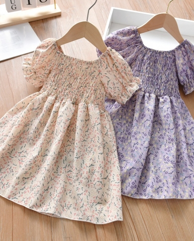 שמלות לילדות שמלת קיץ חצאיות פרחוניות שמלות נסיכה לילדים חדשות חצאיות עם שרוולים קצרים לילדים