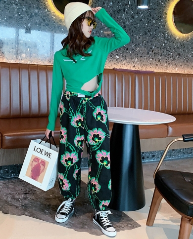 מכנסי פרח חליפת ילדים ילדה קטנה עם שרוולים ארוכים וסתיו