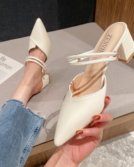 Spring And Summer New Pointed Thick Heel High Heel Sandals Women Slippers
