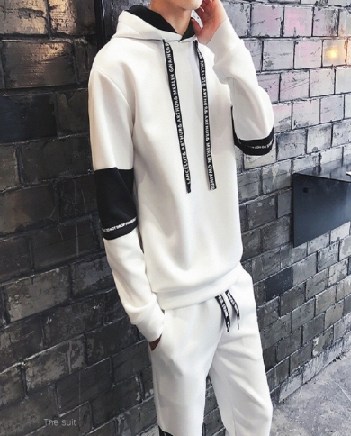 Spring And Autumn Thin Men's Tracksuit Hooded Pullover Sweater Trousers Plus Size Casual Sports Suit Men