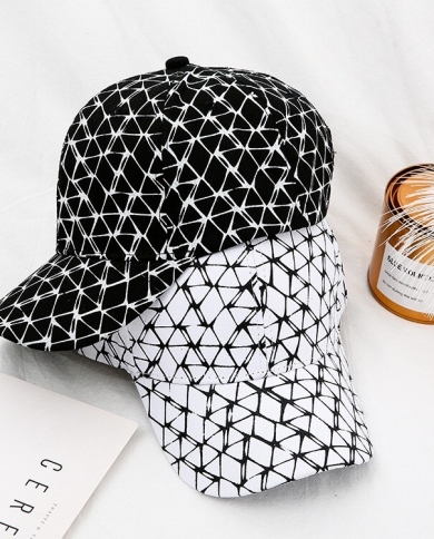 Casual Diamond Pattern Cap, Geometric Pattern All-match Hip-hop Fashion Baseball Cap