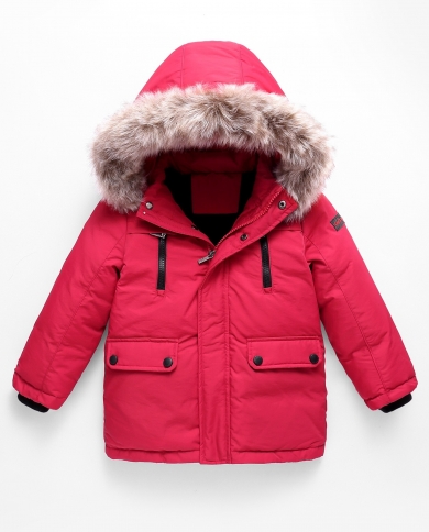 Короткий пуховик с капюшоном и меховым воротником для мальчиков и девочек