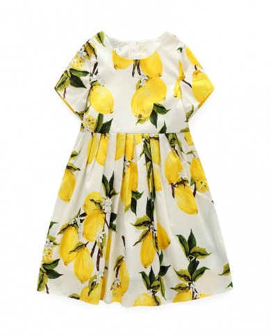 שמלת נסיכת לימון מגניבה ומתוקה שמלת בנות עם שרוול קצר