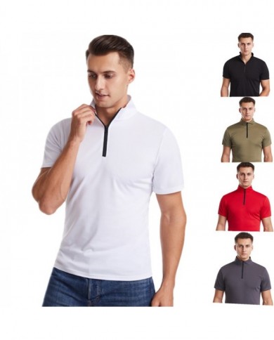 Large Size Men's T-shirt V-neck Sports Zipper Stand-up Collar Short Sleeve Fitness Running