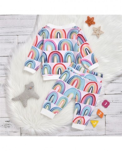 חליפת תינוקת ותינוק בוי חליפת מכנסיים עם שרוול ארוך עם הדפסת קשת חדשה