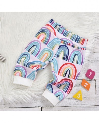 חליפת תינוקת ותינוק בוי חליפת מכנסיים עם שרוול ארוך עם הדפסת קשת חדשה