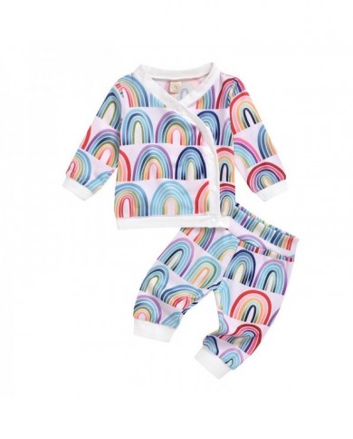 חליפת תינוקת ותינוק בוי חליפת מכנסיים עם שרוול ארוך עם הדפסת קשת חדשה