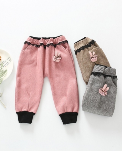 Girls' Pants Autumn And Winter Children's Lace Bunny Harem Pants Trousers