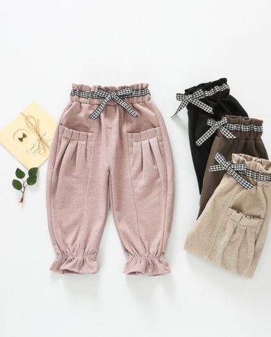 Spring And Autumn New Girls Fashion Breathable All-match Plaid Casual Pants