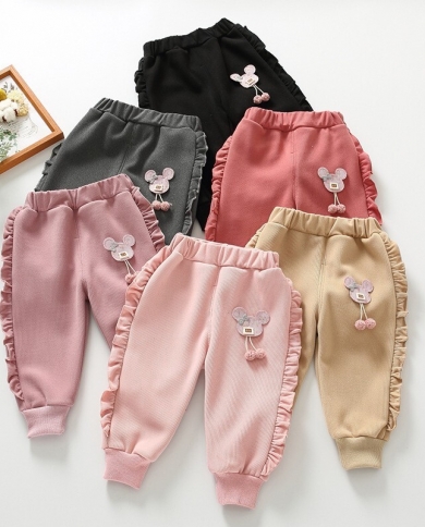 Girls' Autumn And Winter New Thick Baby Casual Outer Wear Trousers