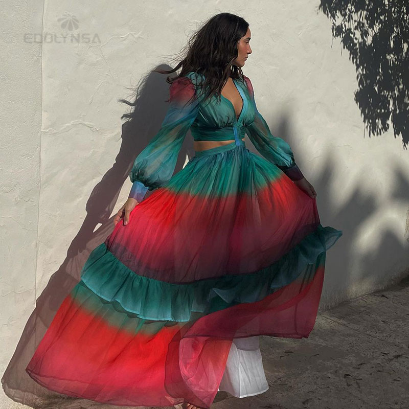 151-2022 Green Gradient Color Maxi 