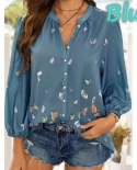 Long Sleeve Print Turn Down Collar Women Shirt Office Casual Elegant Tops Summer Loose Vintage Plus Size Ladies Shirtsts