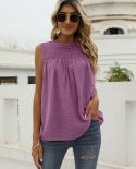 Summer Solid Sleeveless Blouses For Women 2022 Fashion O Neck Elegant Plus Size Office Lady Shirt Streetwear Casual Blou