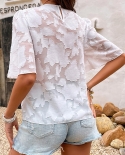 Summer Solid Blouses For Women Fashion O Neck Short Sleeve Elegant Office Ladies Shirt Plus Size Streetwear Casual Chiff