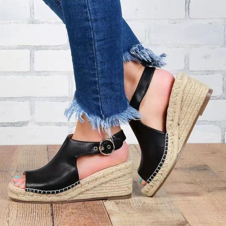 Leather peep toe wedge clearance