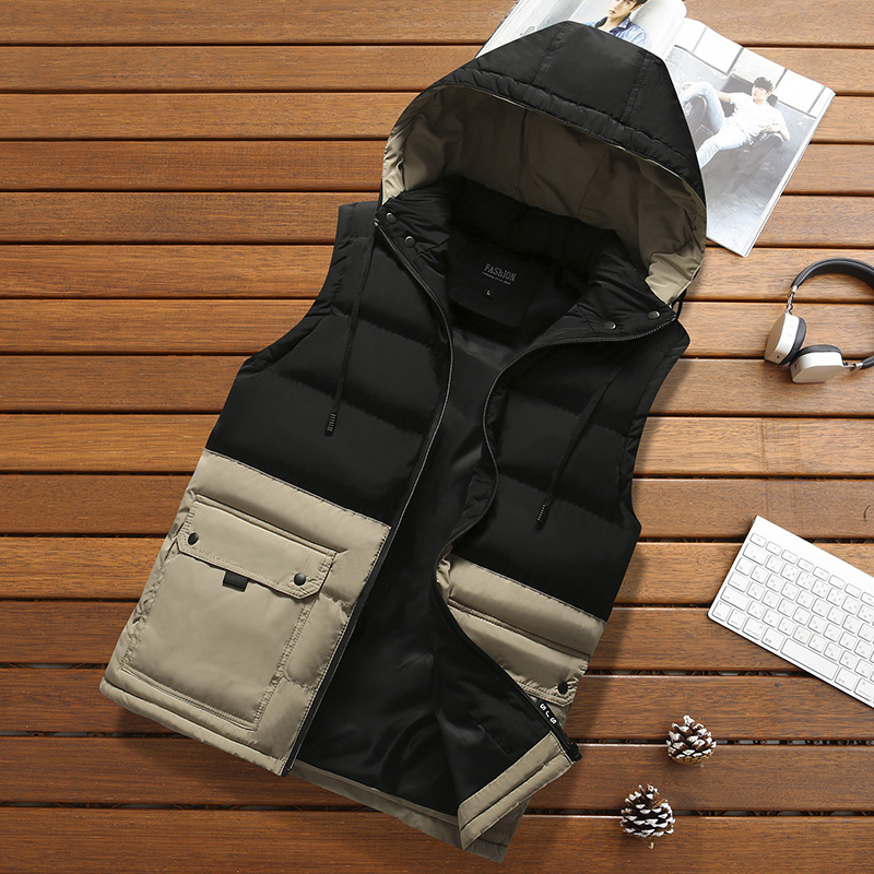 136-Mens Down Vest Stitching Color 