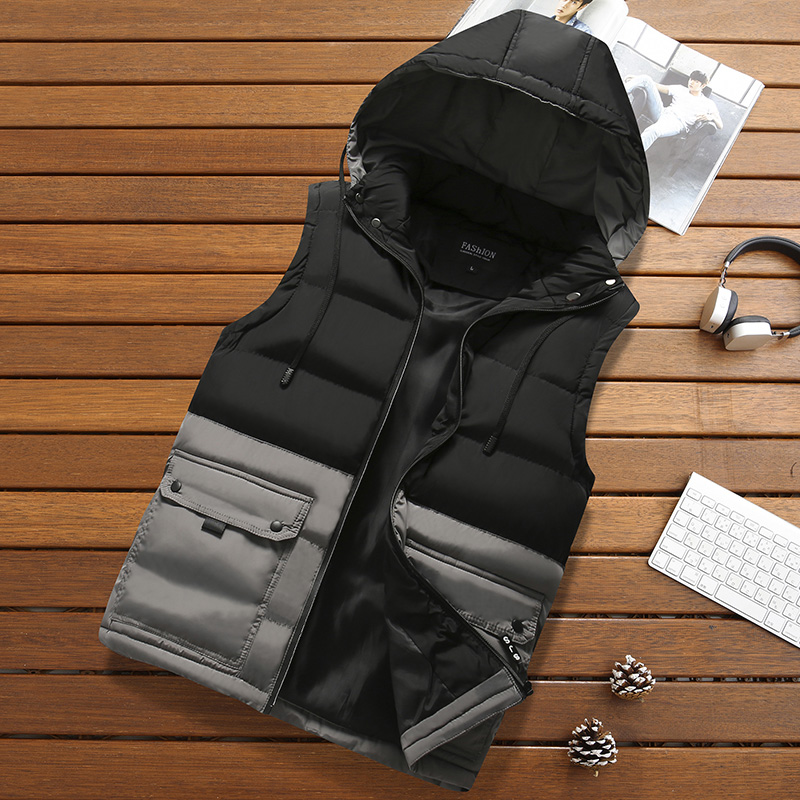 136-Mens Down Vest Stitching Color 
