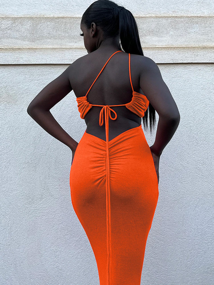 neon orange bandage dress Blake Bandage Maxi Dress
