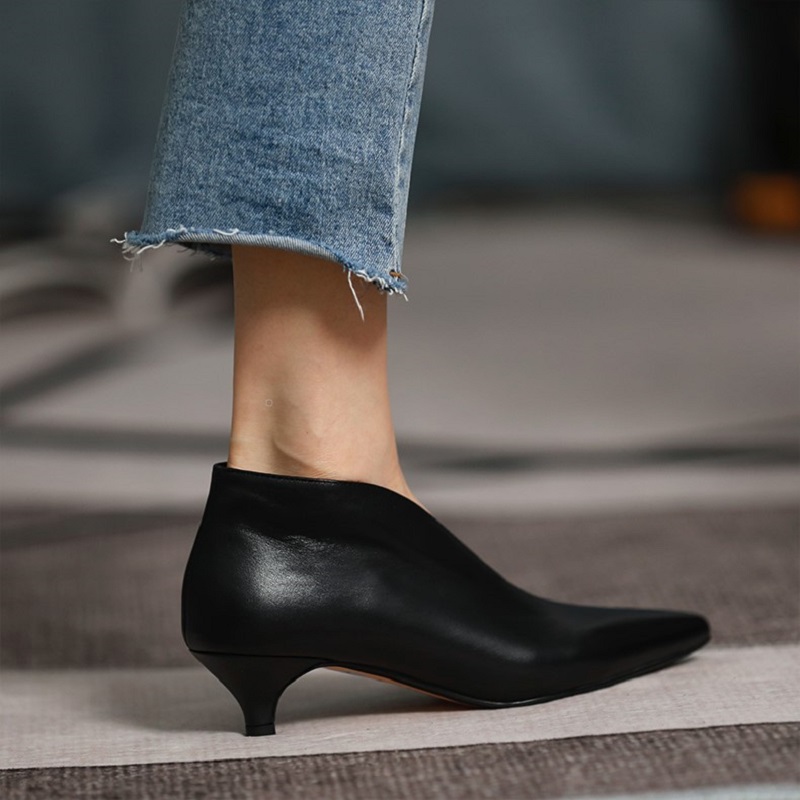 Kitten heel v cut shoe boots shop
