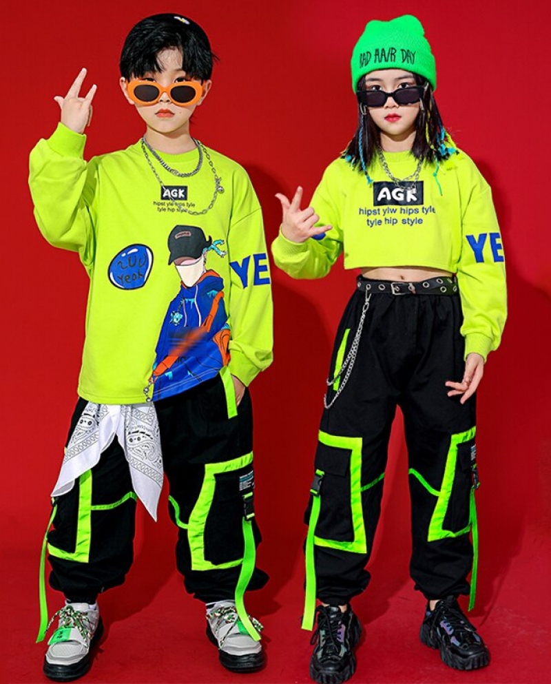 Childrens Hip Hop Clothes Sequined Vest Boys Summer Hip Hop Suit Girl