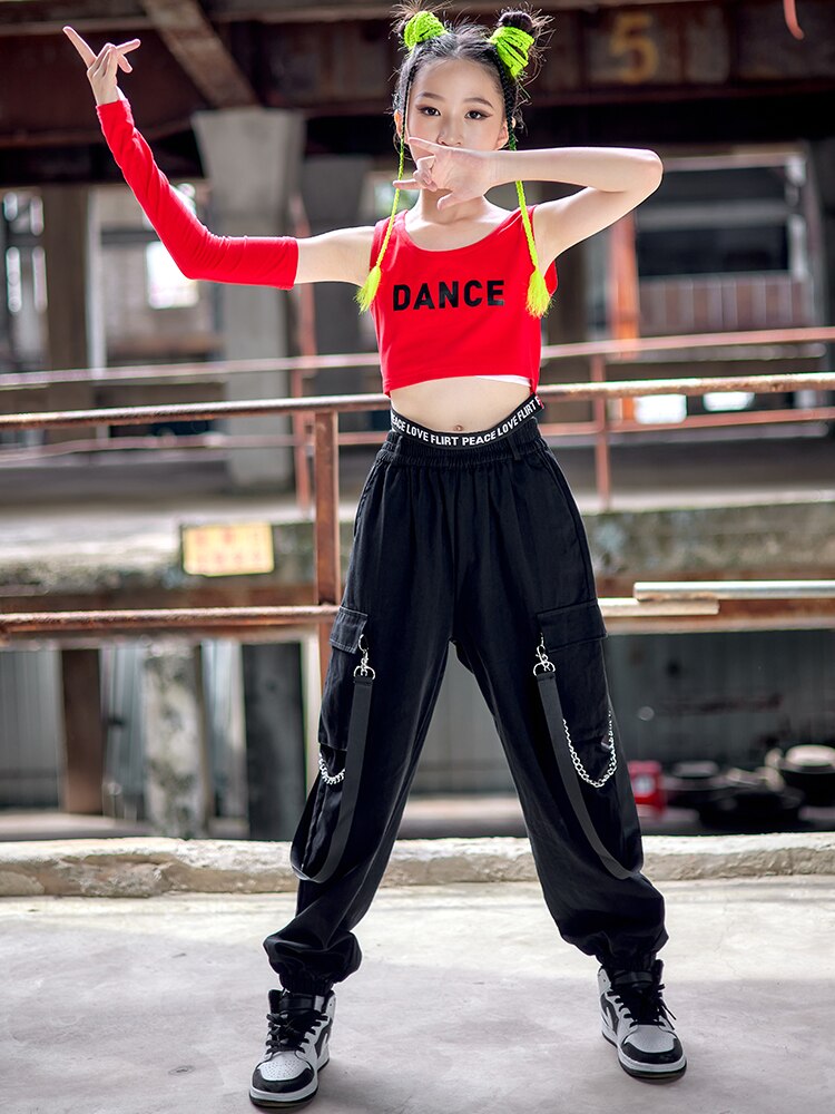 120 Kpop Jazz Dance Clothes For Girls Crop Tops Black Hip Hop