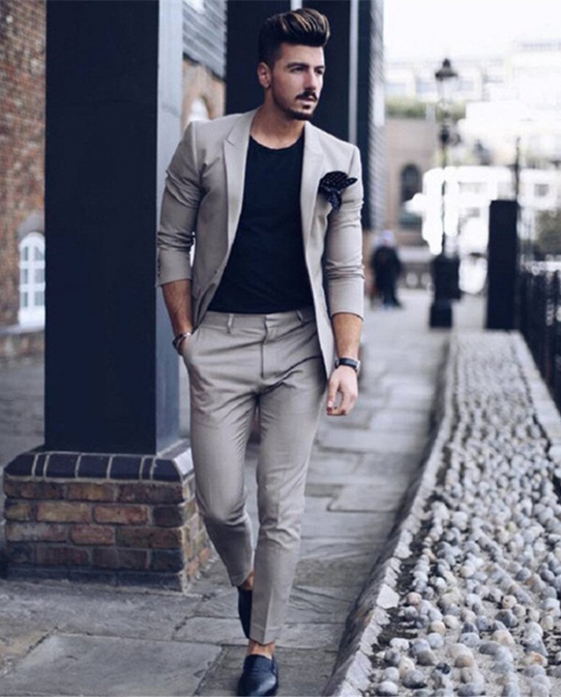 260 Two Piece Men Suit With Pants Smart Casual Street Jacket Slim Fit Tuxedo Suits For Wedding Groom Costume Men Blazer Cust Description