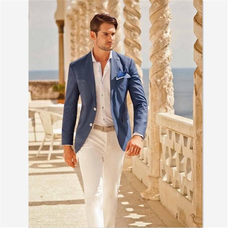 White pant shirt with blue blazer cheap