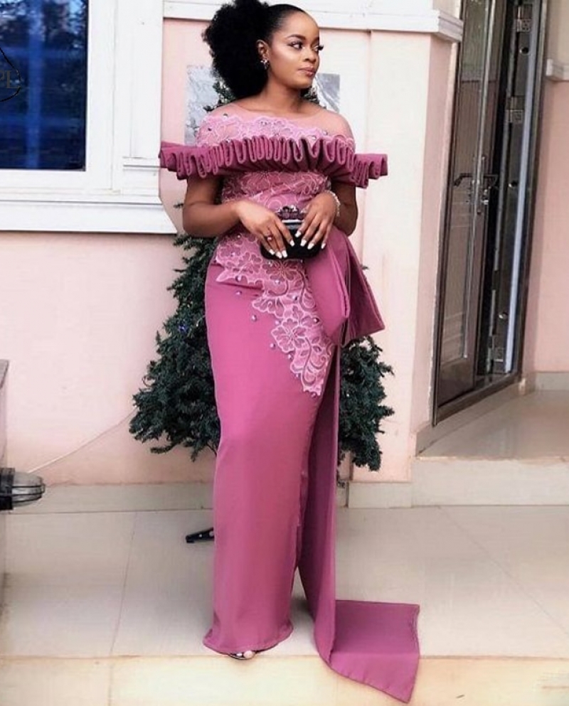 nigerian formal dress Aso Ebi Dresses,Wedding Guest, Lace style,Owanbe ,Aso ebi dress, Women –  DSProm main image 1