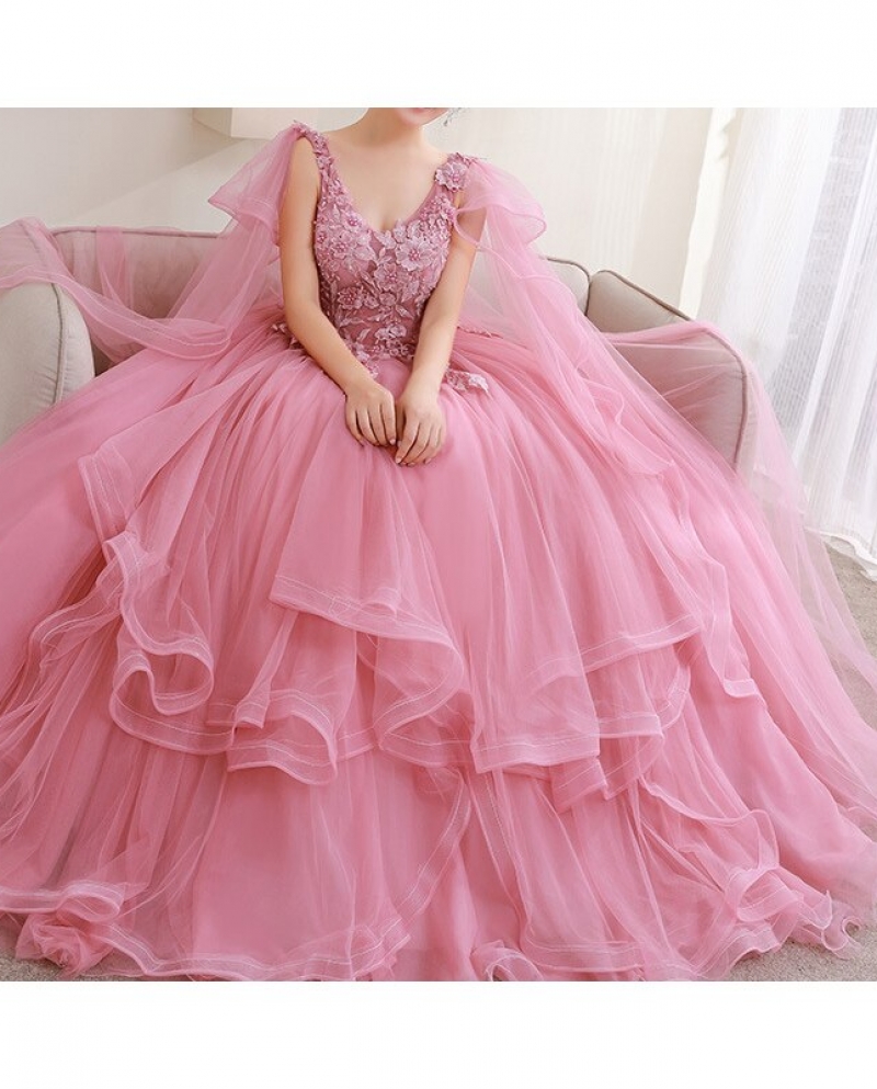 Pink princess prom best sale dress