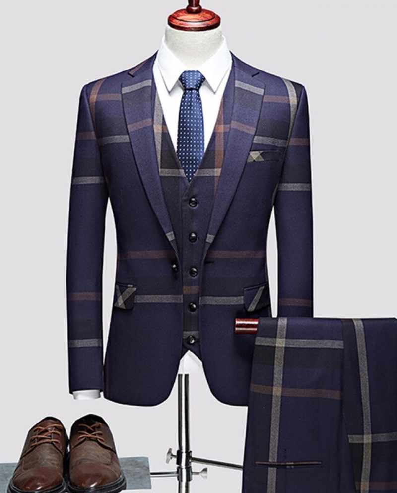 252-3 Pcs Suits Set Coat Vest Pants 