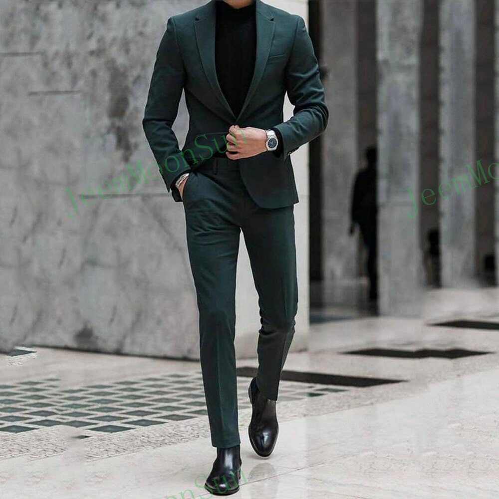 Dark green shop suit men