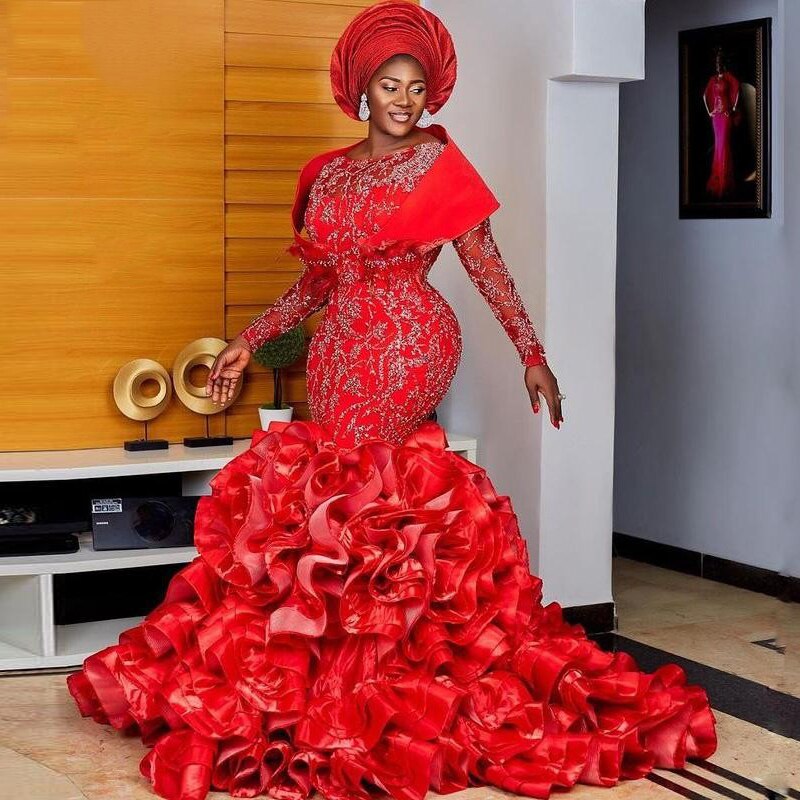 Red dress with ruffle bottom 2025