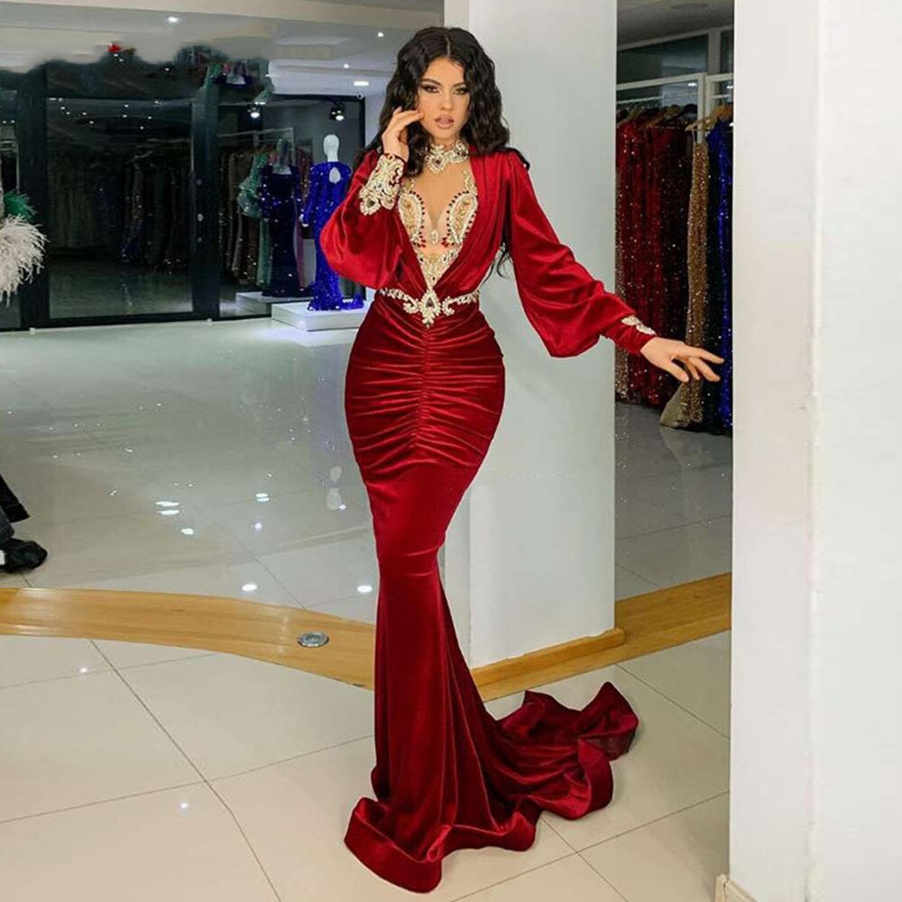 sachin and babi light blue dress Maxi Long Red Velvet Formal Evening Dress with Side Slit TS2602