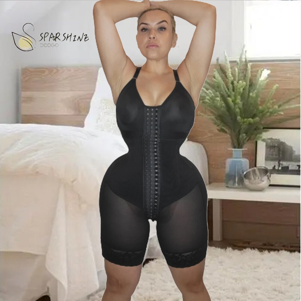 ₪122-Knee Length Body Shaper With Hook Eye Recovery Compression