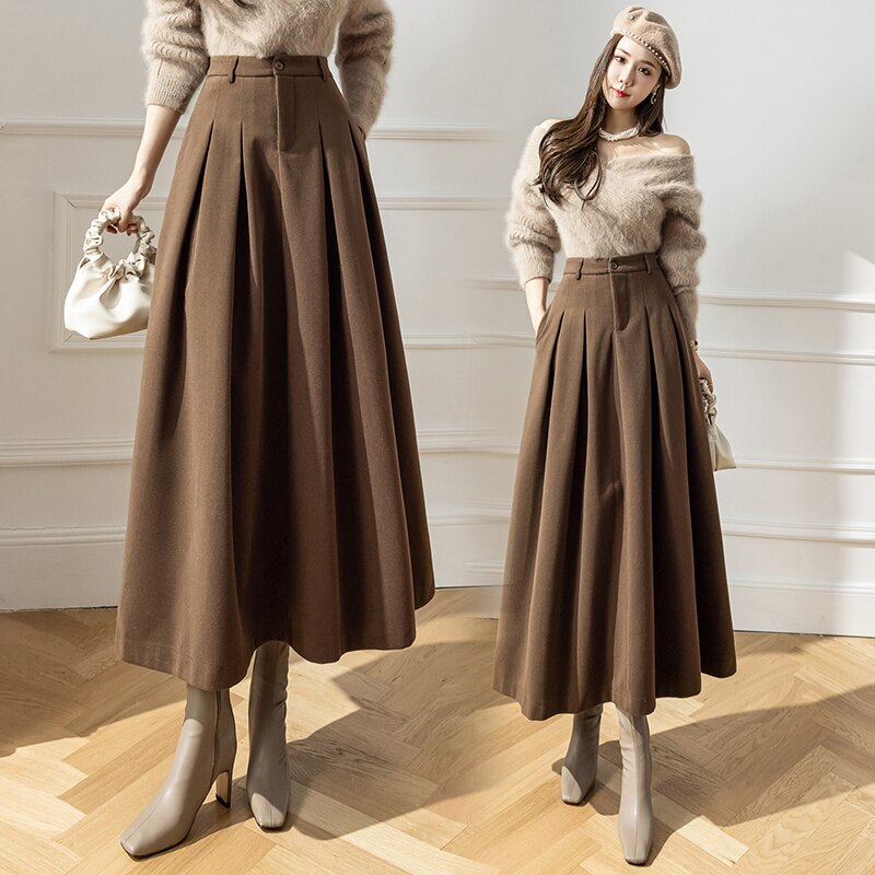 Ladies long wool skirt online