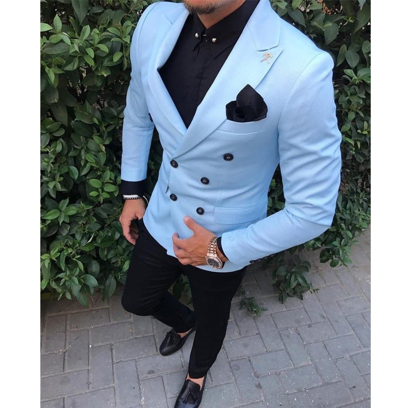 Baby blue double breasted blazer outlet