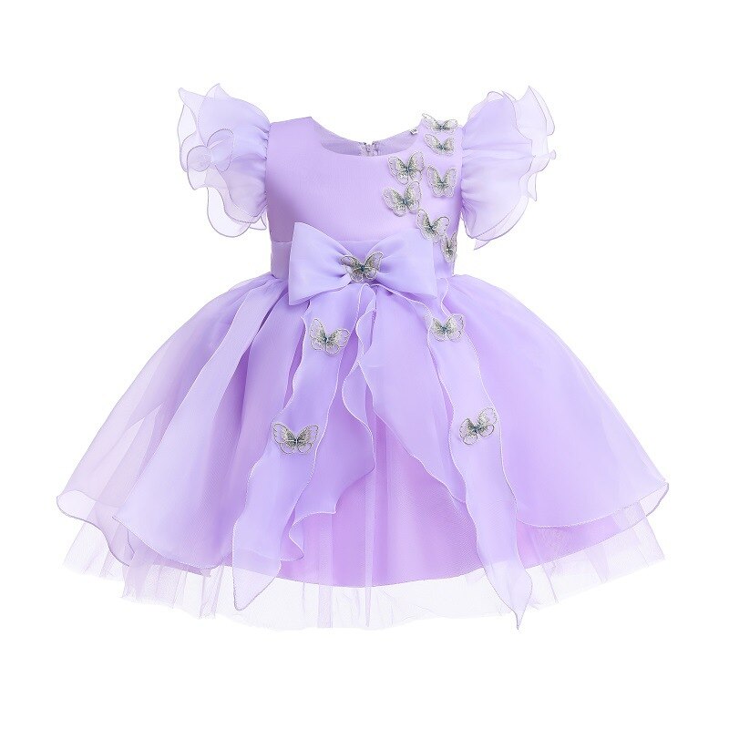 179-New Purple Fluffy Princess Dress Kids Prom Dresses For Girls Children  Costume Flower Party Wedding Dress Organza 10-Description