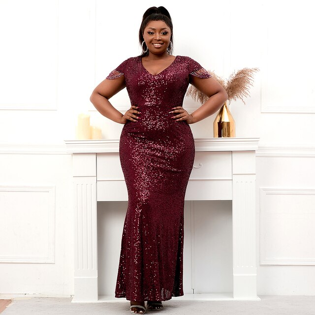 Burgundy maxi dress hot sale plus size