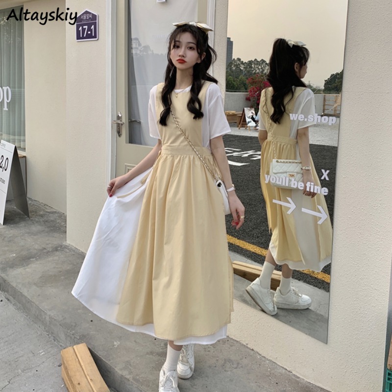 47 Sleeveless Dress Women Fashion Solid Harajuku Ulzzang High