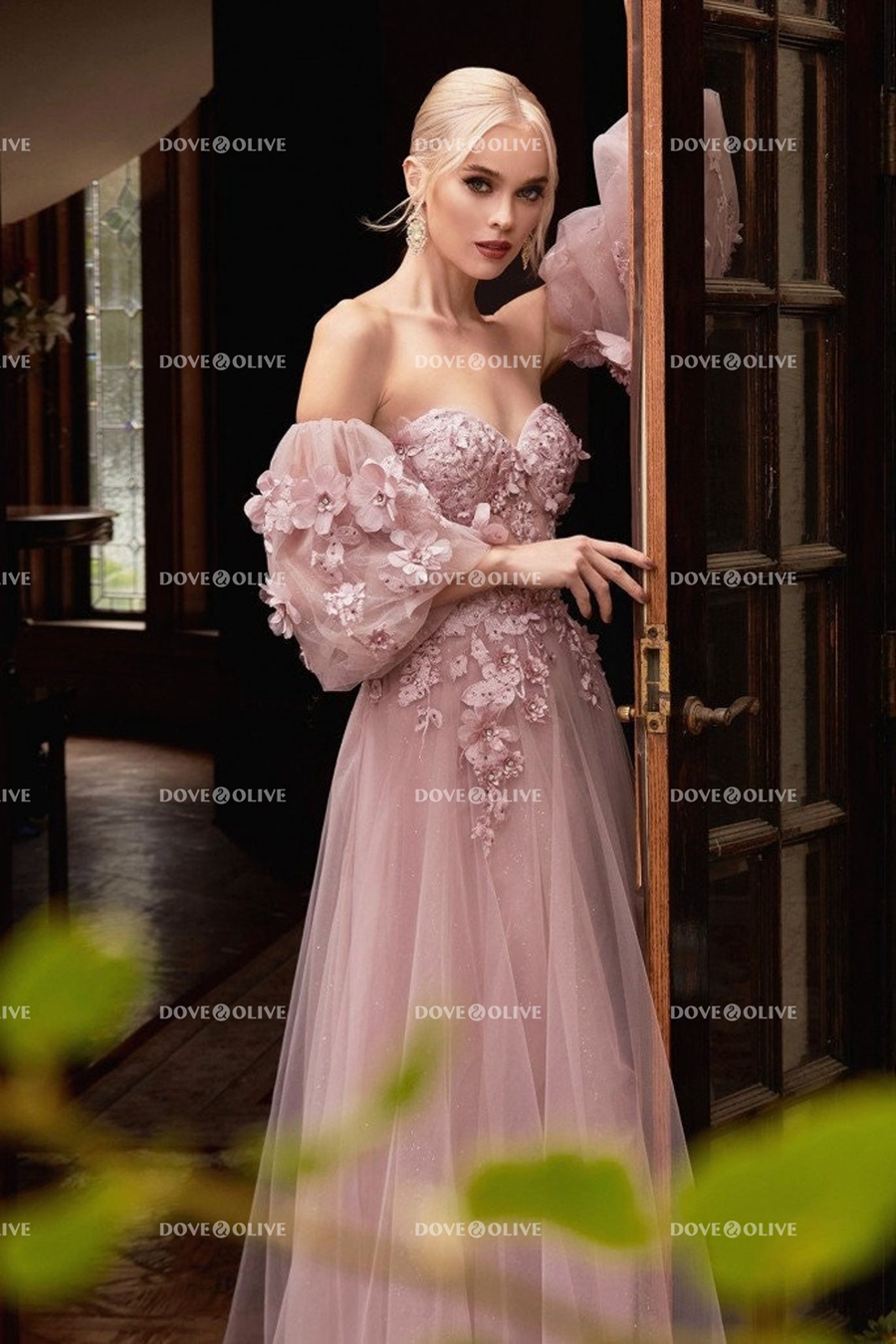 346 Princess Prom Gown 2023 Aline Floral Sheer Bodice Detachable