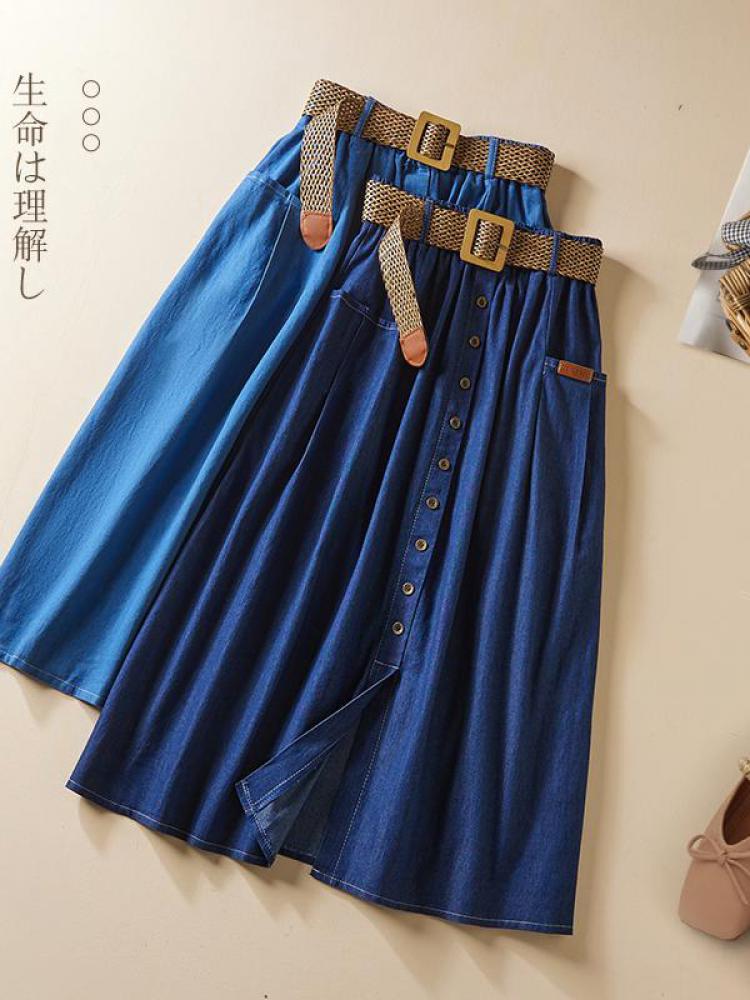 Mid length denim top skirts youth