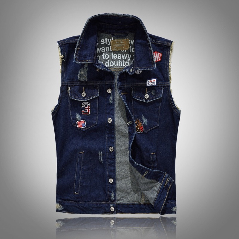 Sleeveless denim vest mens 2025