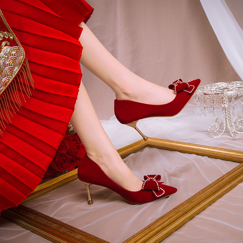 6cm Fashion New Thin High Heels Shiny Satin Pointed Toe Shallow Mouth Plus Size Wedding Shoes For Women Zapatos Mujer P