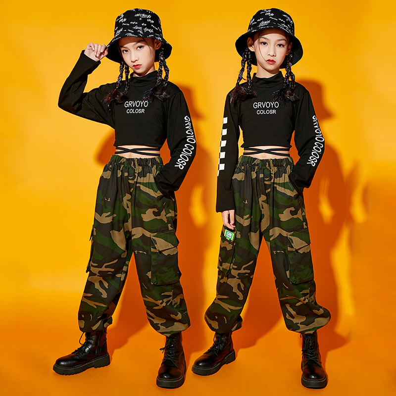 LOLANTA Meisjes hiphop street dance kleding set jazz dancewear tanktop camouflage broek