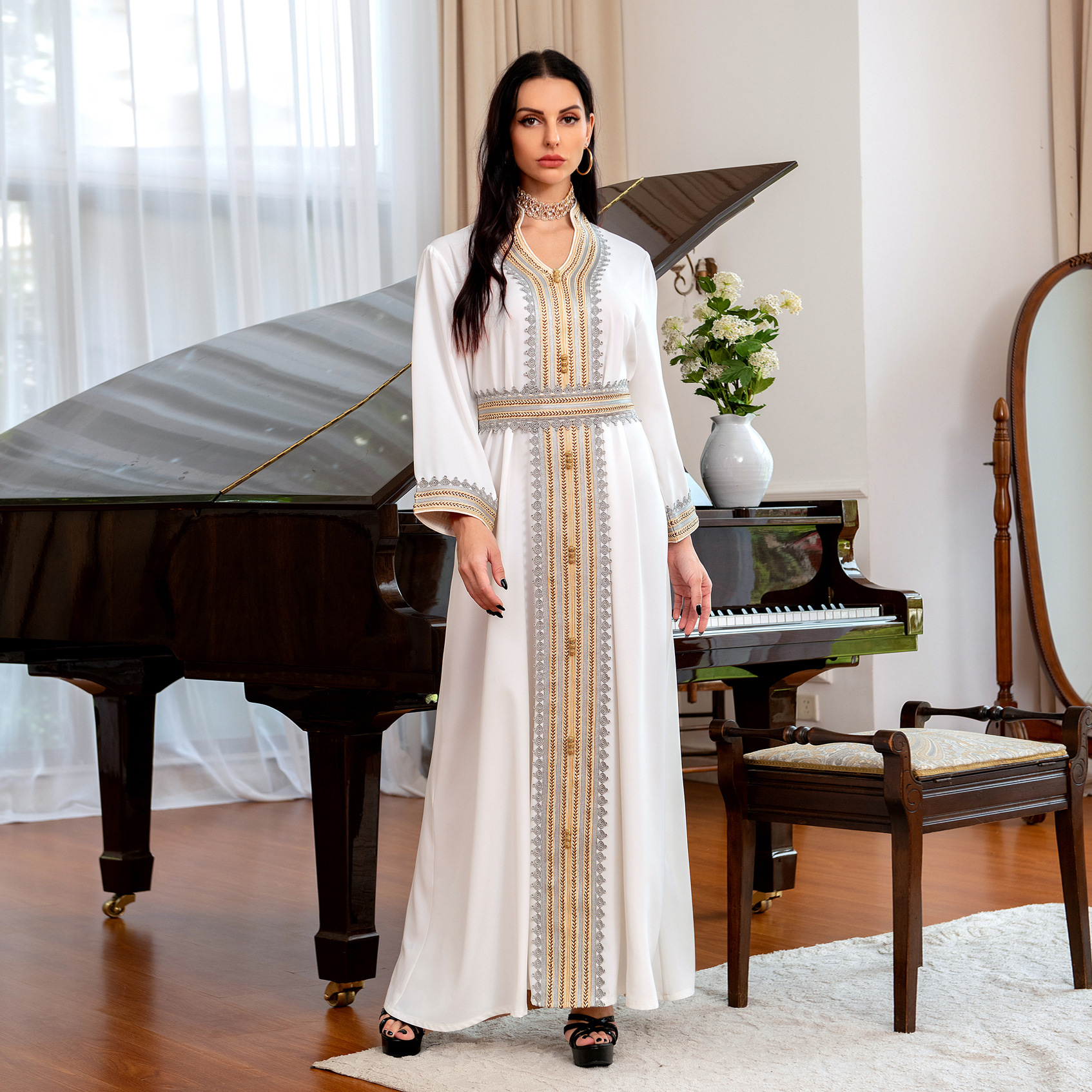 strapless open back dress Muslim Party Dress