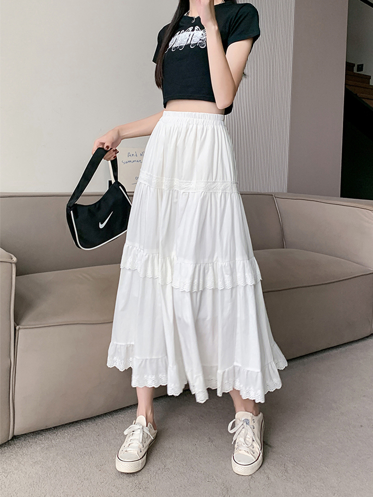 90 Tigena White Cotton Long Skirt For Women 2023 Spring Summer