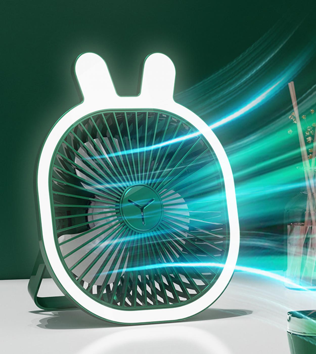 81 Usb Desk Mini Fan With Led Light 5w 1200mah Summer Cooler Fan